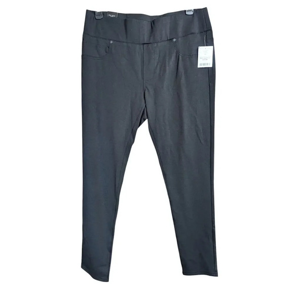 Max Jeans Dress Pants 18W Black Stretch Solid Logo Ponte Knit Back Pockets - Picture 1 of 12